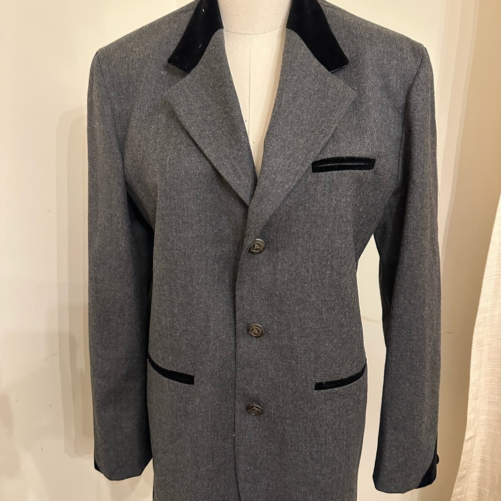 Bonpoint Charcoal Blazer with Velvet Accents